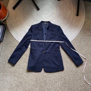 DKNY Navy Pinstripe One-Button Blazer – Size 6